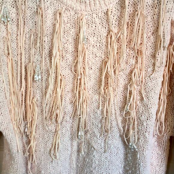 Vintage 90s Erika II Ballerina Pink Sweater Pearls Fringe Western Ballet Size 2X - Picture 2 of 5